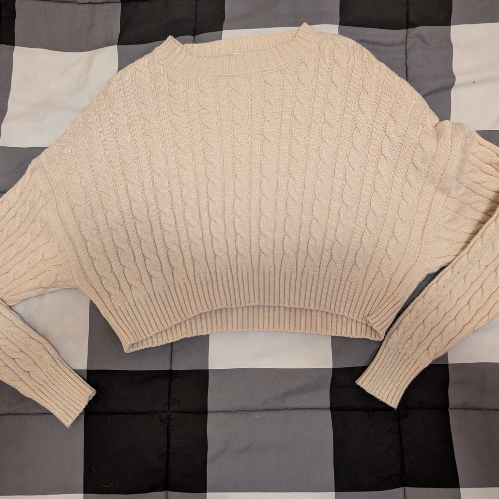Altar'd State Cream Cable Knit Sweater